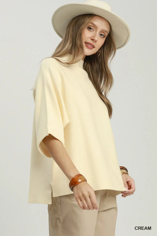 Mock Neck Dolman Sleeve Sweater Top