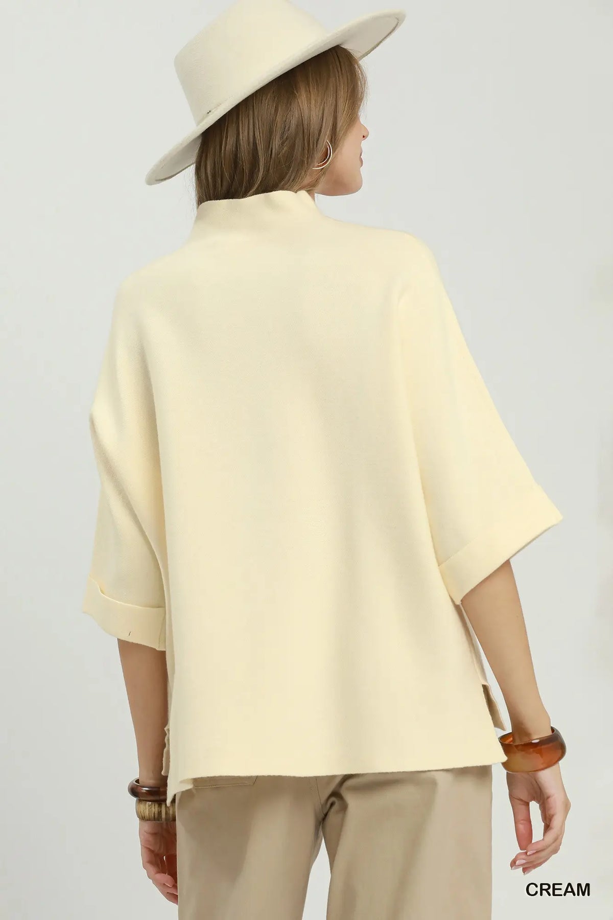 Mock Neck Dolman Sleeve Sweater Top