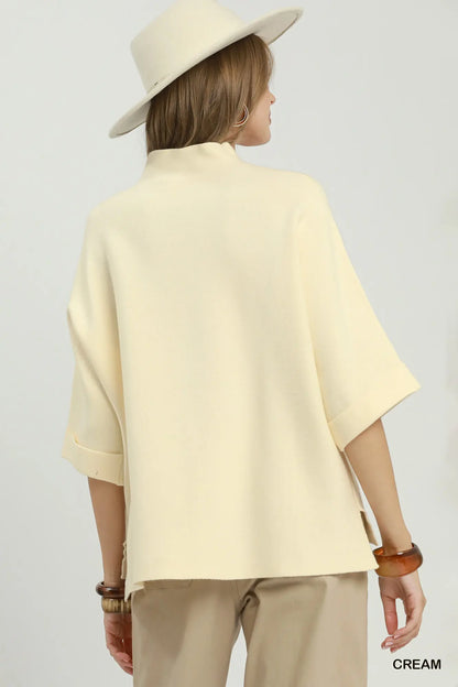 Mock Neck Dolman Sleeve Sweater Top