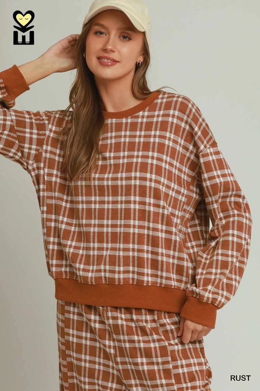 Plaid Printed Long Sleeve Pullover
