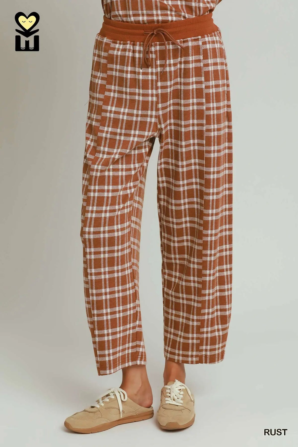 Plaid Straight-Leg Pants 26"