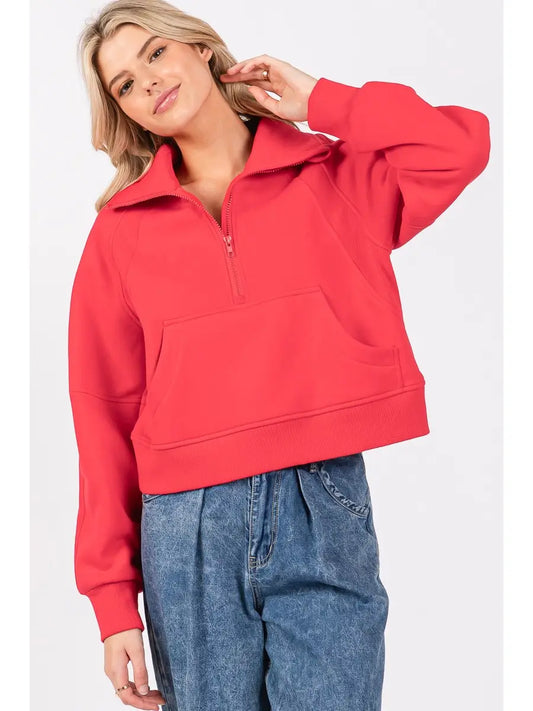 Half Zip Funnel Neck Sweatshirt