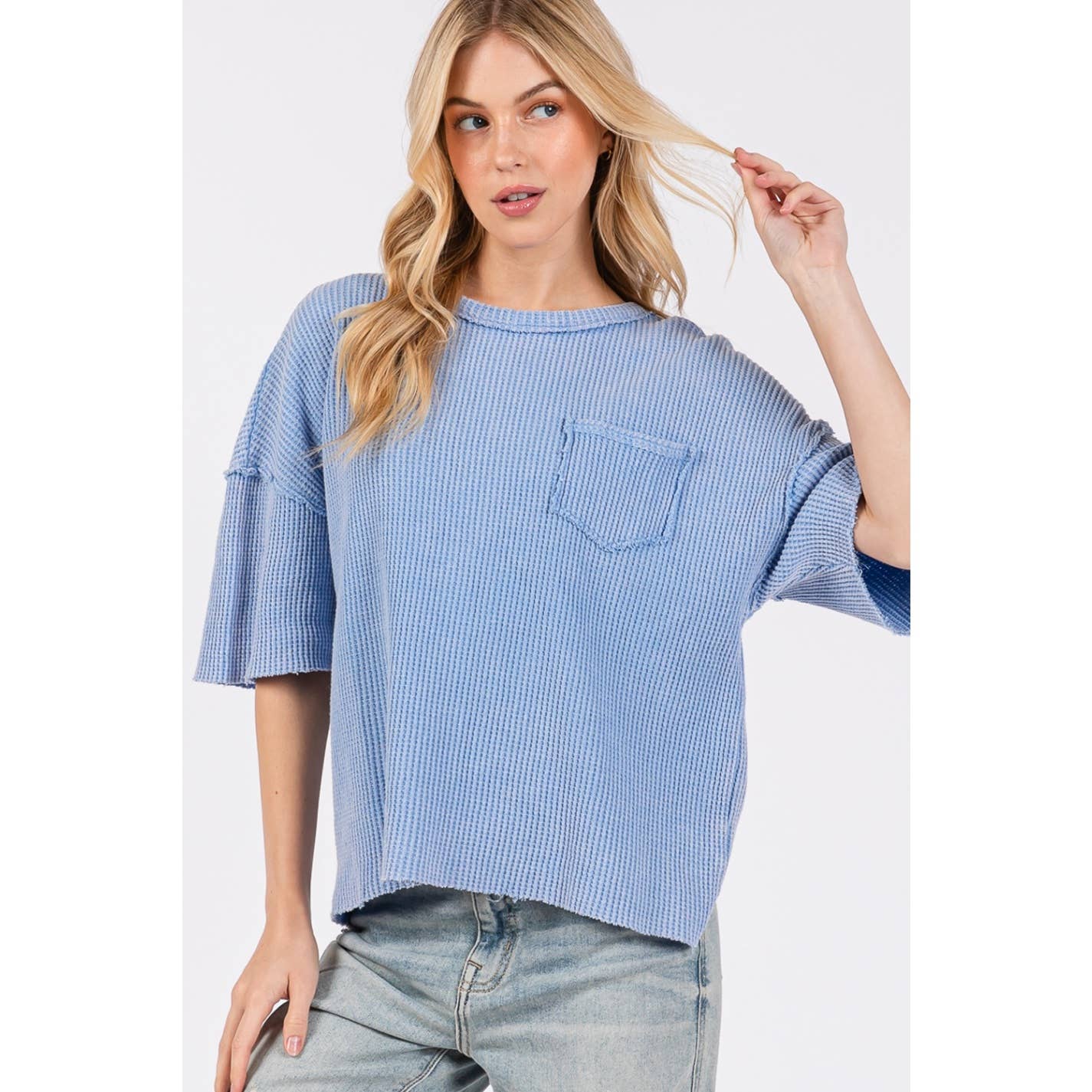 Blue Mineral Wash Pocket Tee