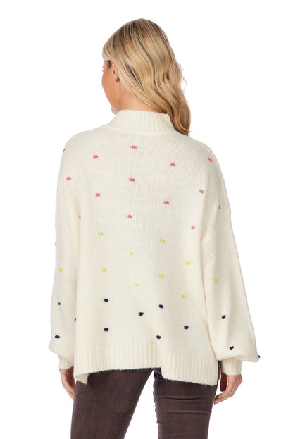 Novie White Pom-Pom Sweater