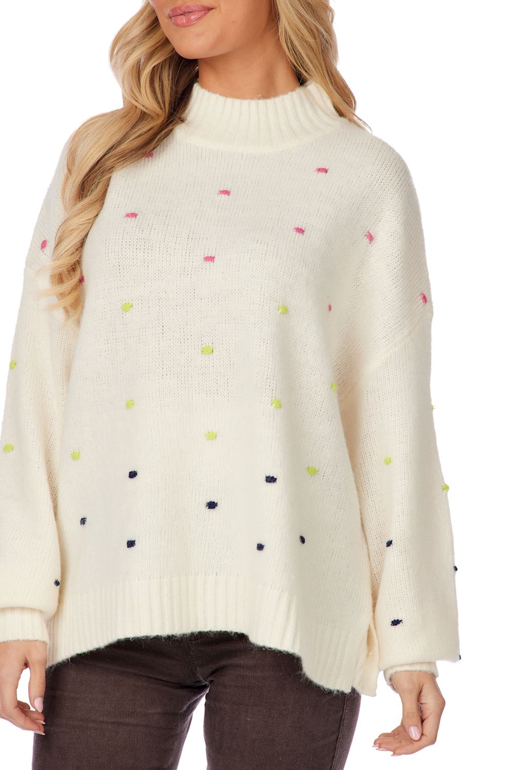 Novie White Pom-Pom Sweater