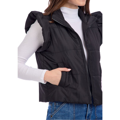 Black Lile Ruffle Quilted Vest