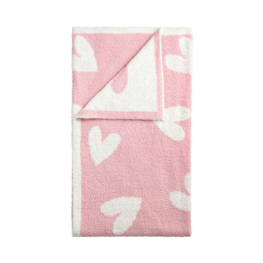 Pink Heart Chenille Blanket