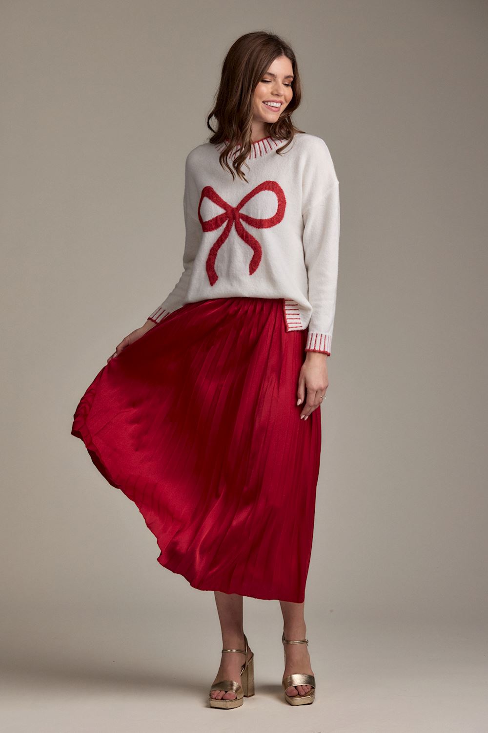Red Townes Pleated Skirt