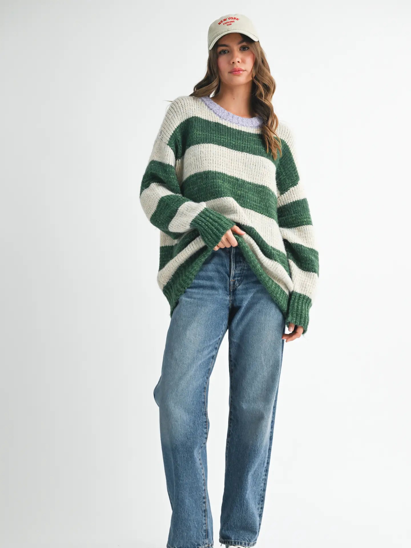 Olive Oversized Striped Sweater