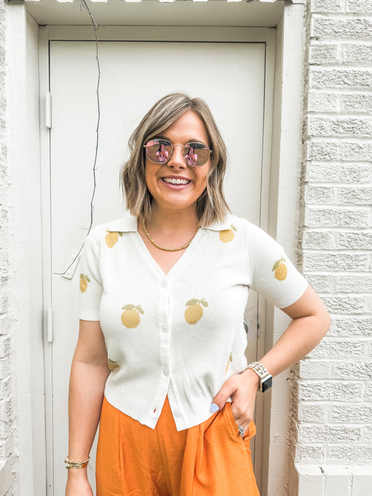 Lemon Collared Cardigan Top (Sadie & Sage)