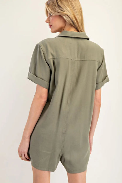 Short Sleeve Button Down Romper