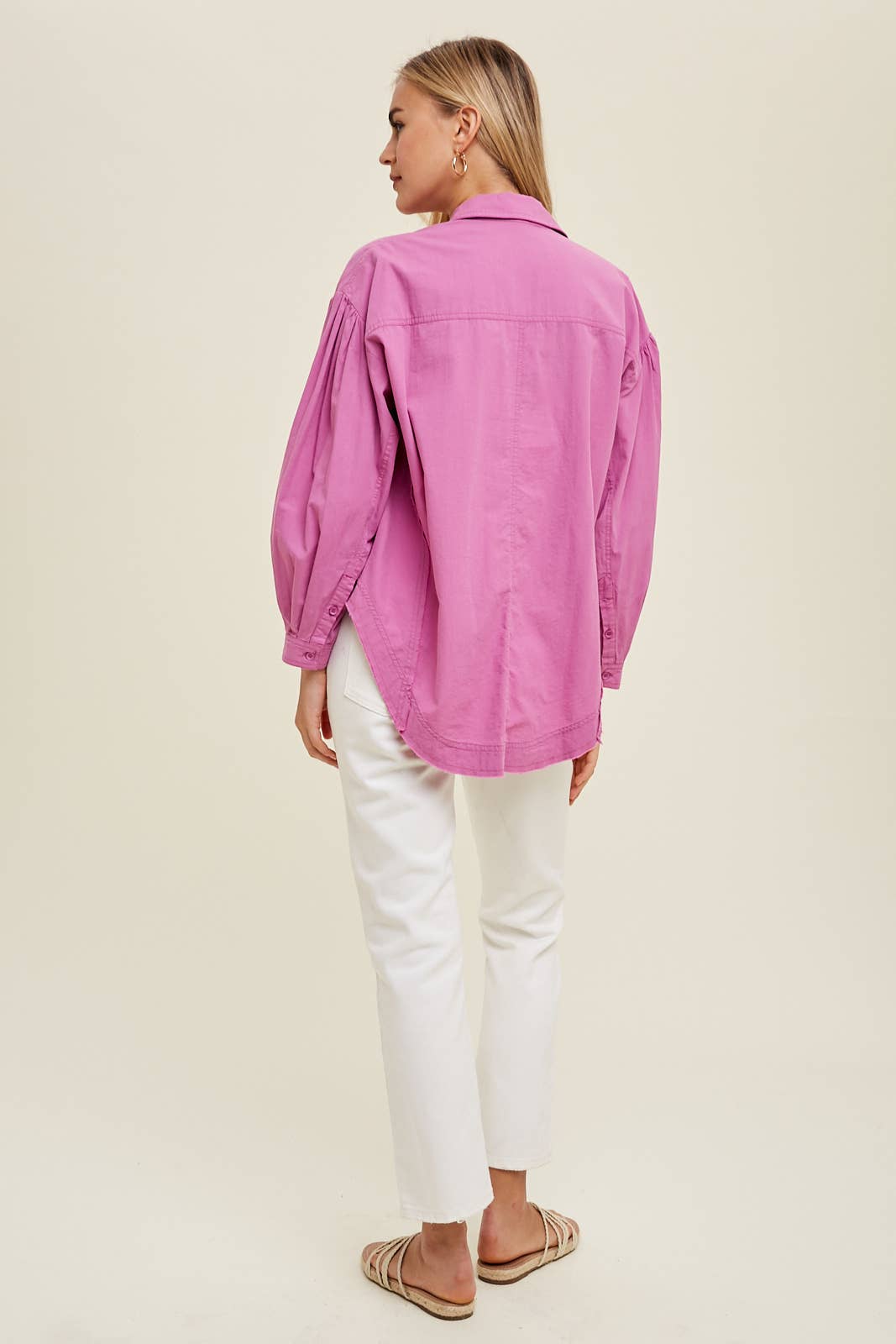 Orchid Balloon Sleeve Button-Down