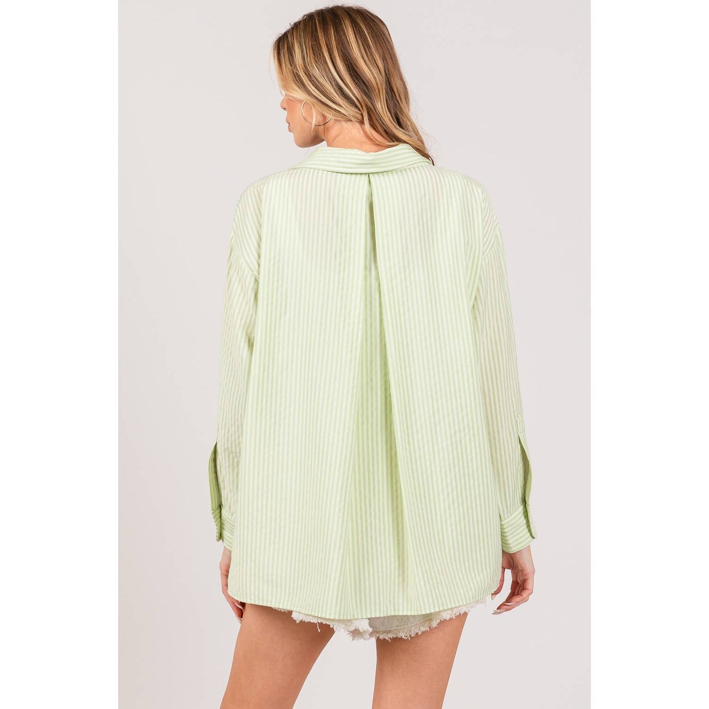 Green Oversized Button-Up(Sage&fig)