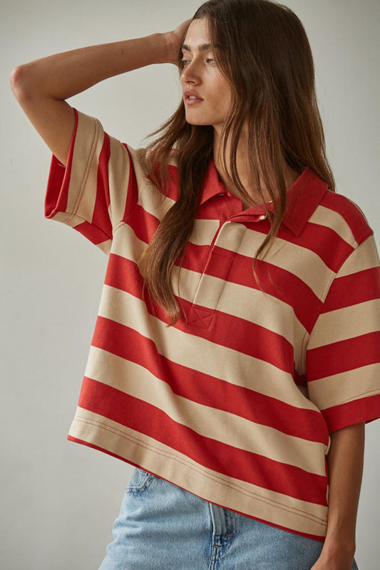 Red Rugby Stripe Polo