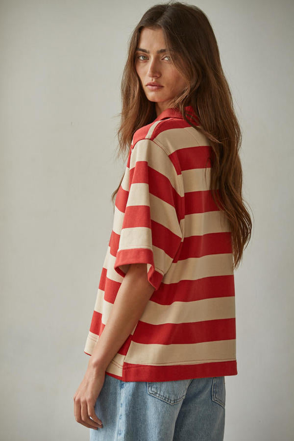 Red Rugby Stripe Polo