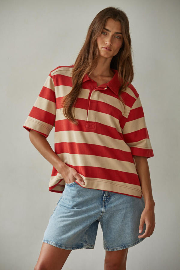 Red Rugby Stripe Polo