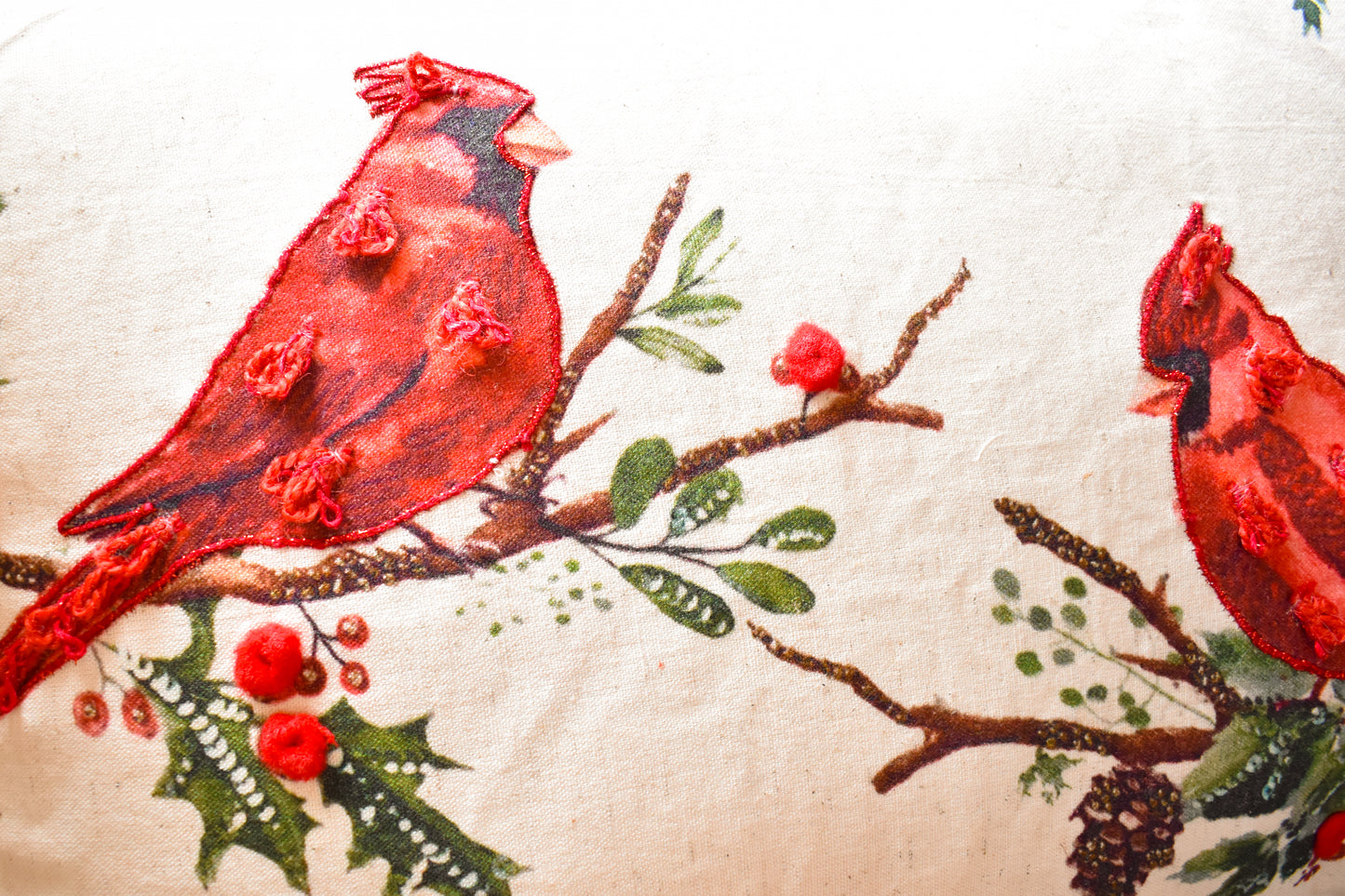 Cardinals on Branches Lumbar Pillow 20" x 12"