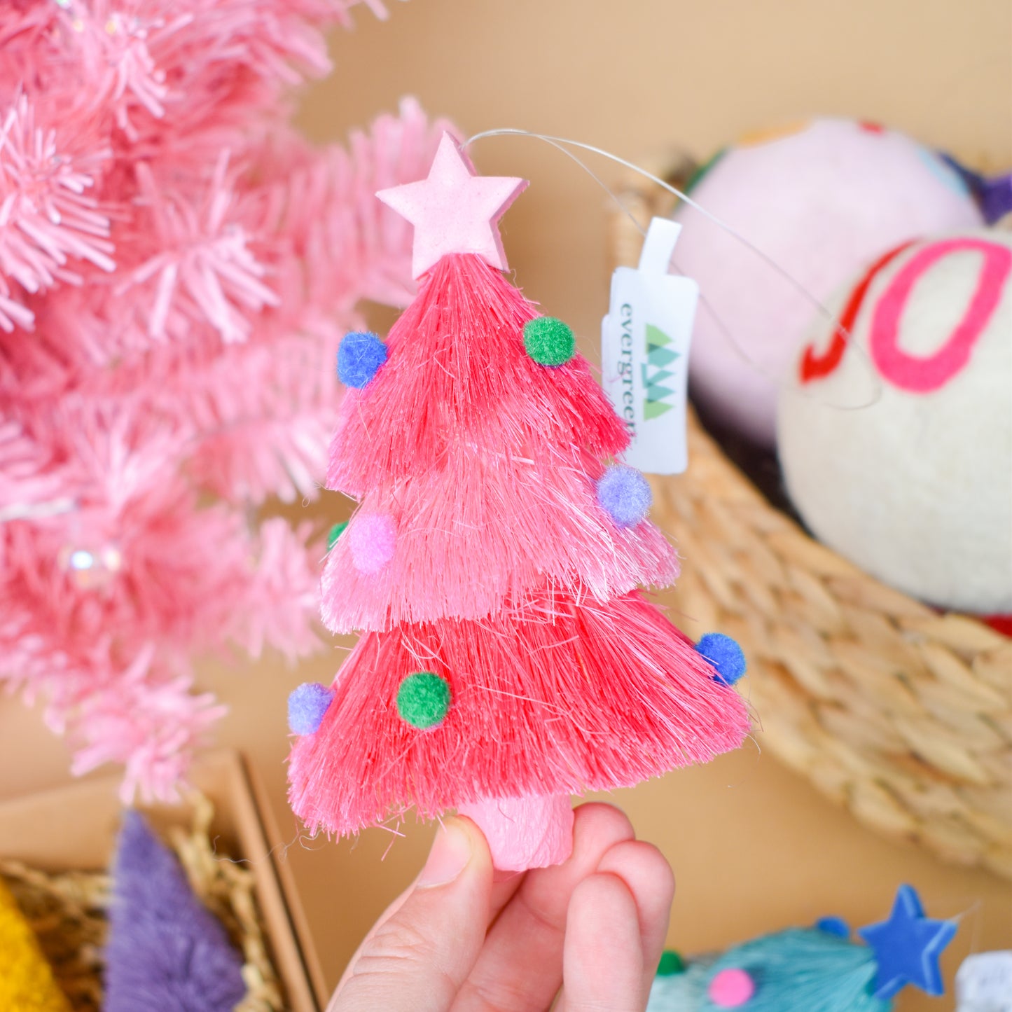 Fringed Christmas Tree Ornament 5.5"