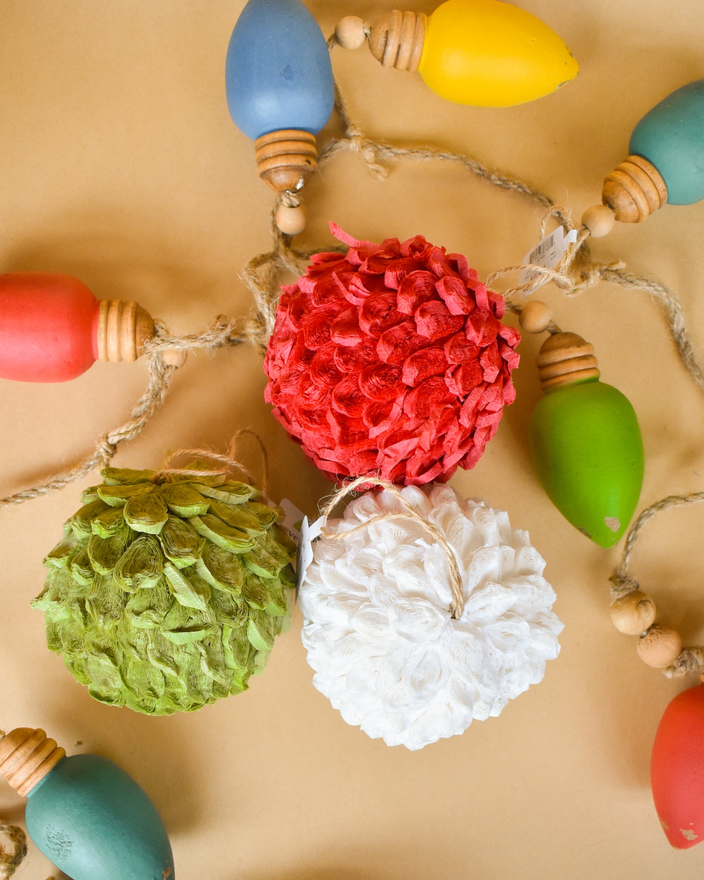 Paper Ruffled Ball Ornament 4"