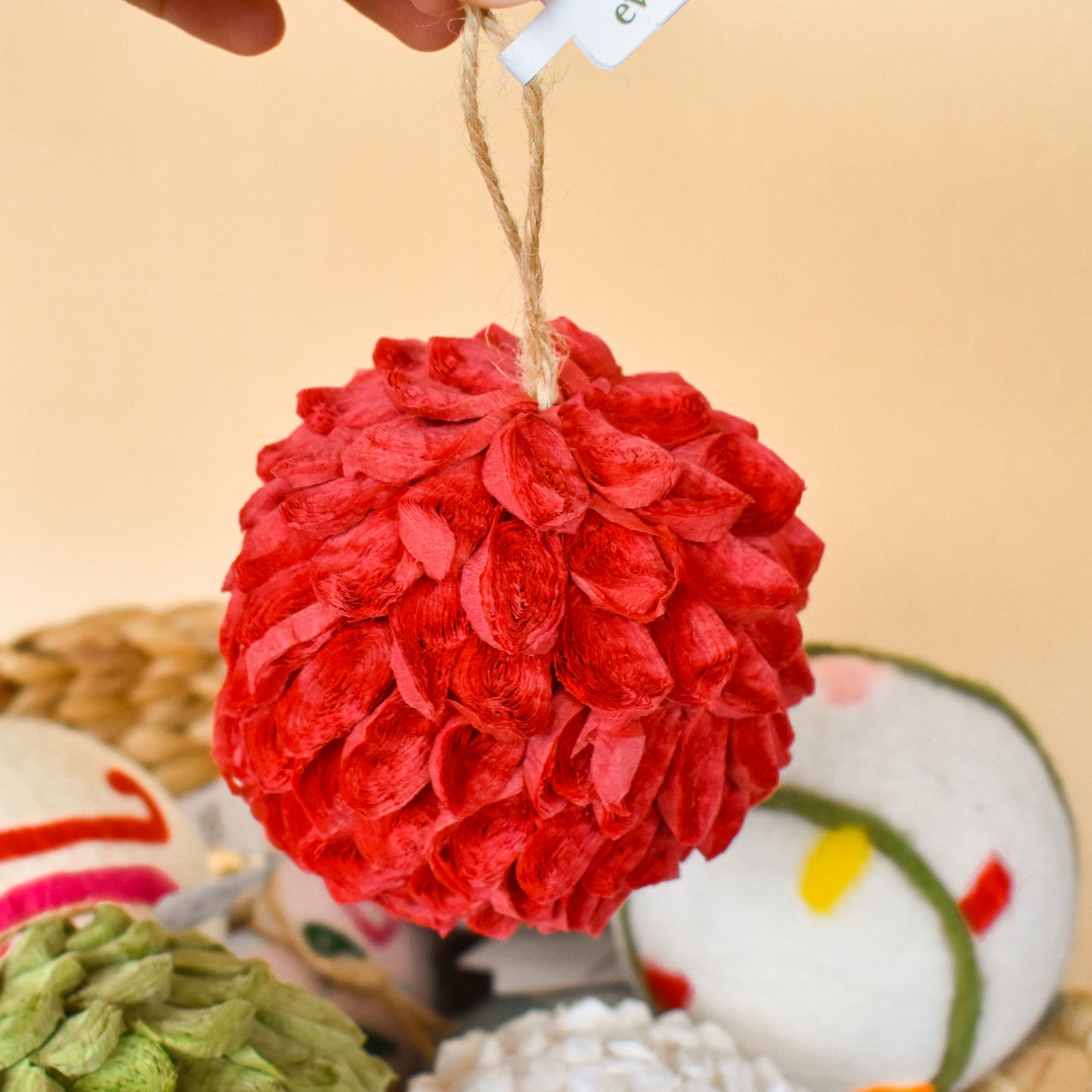 Paper Ruffled Ball Ornament 4"