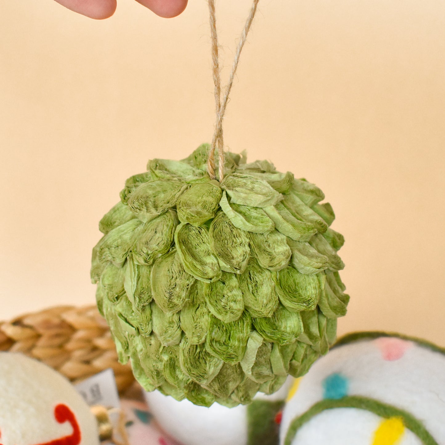 Paper Ruffled Ball Ornament 4"