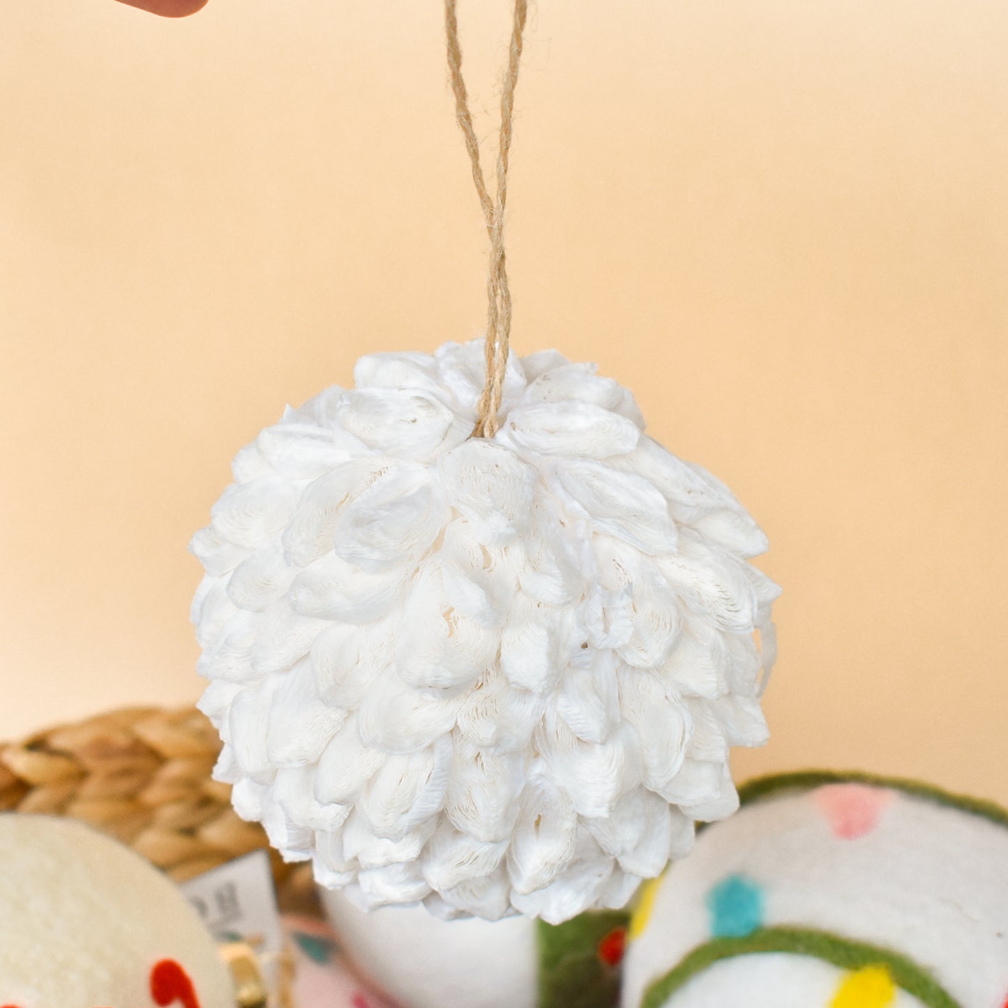 Paper Ruffled Ball Ornament 4"