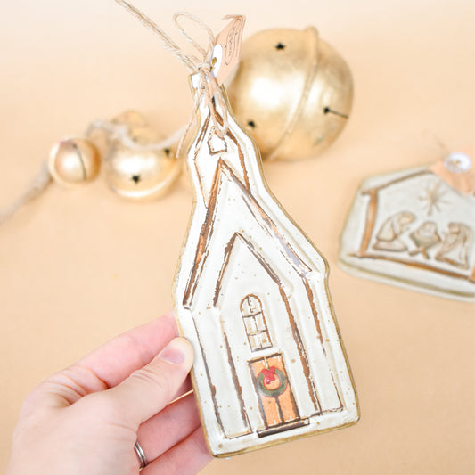 Church Christmas Ornament (mudpie)