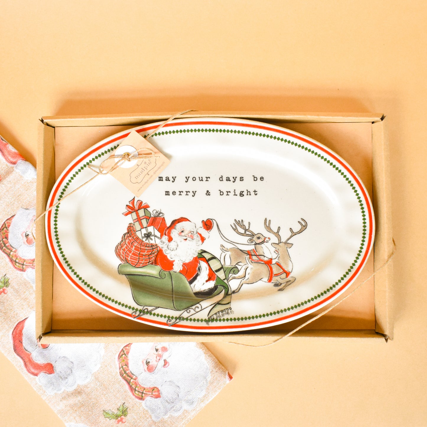 Merry Bright Sentiment Plate (mudpie)