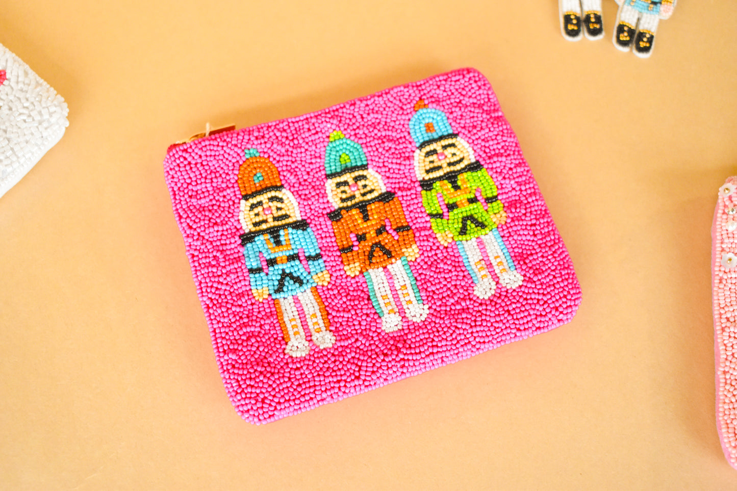 Holiday Beaded Zipper Pouch (Mud Pie)