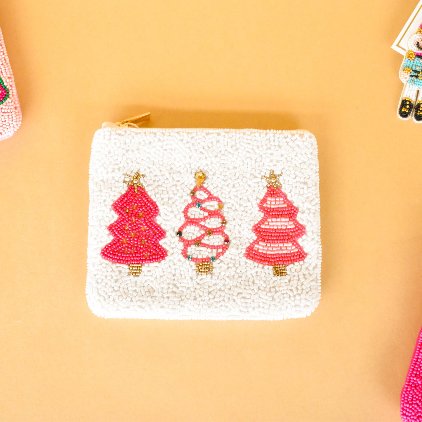 Holiday Beaded Zipper Pouch (Mud Pie)