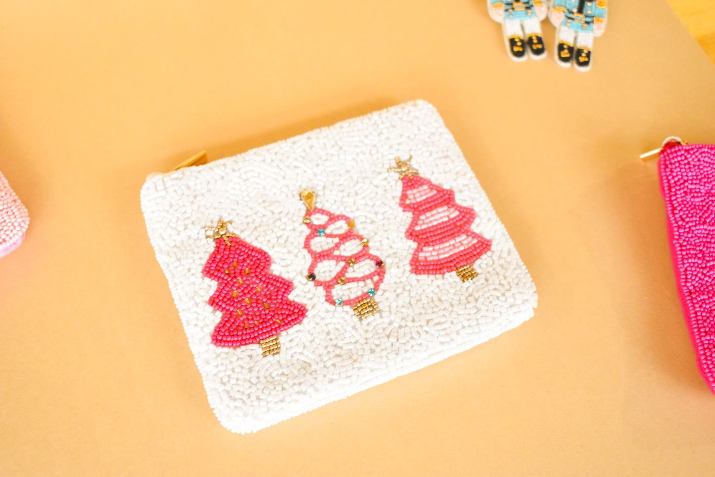 Holiday Beaded Zipper Pouch (Mud Pie)