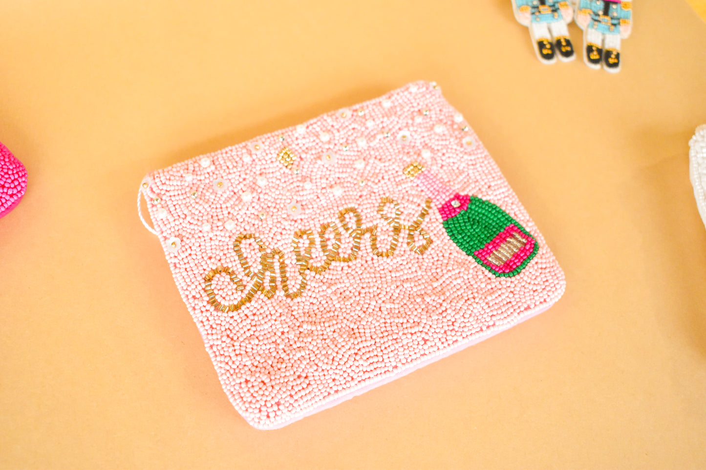 Holiday Beaded Zipper Pouch (Mud Pie)