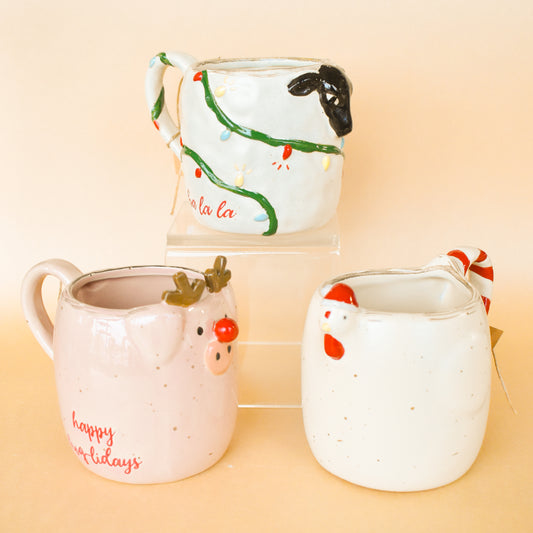 Christmas Farm Animal Mugs (Mud Pie)