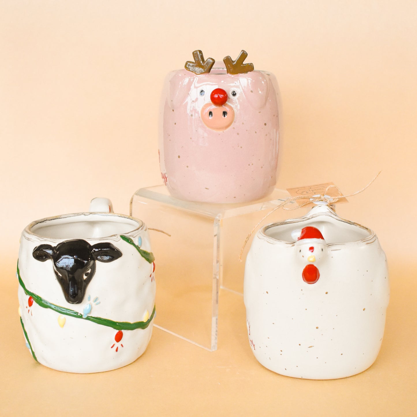 Christmas Farm Animal Mugs (Mud Pie)