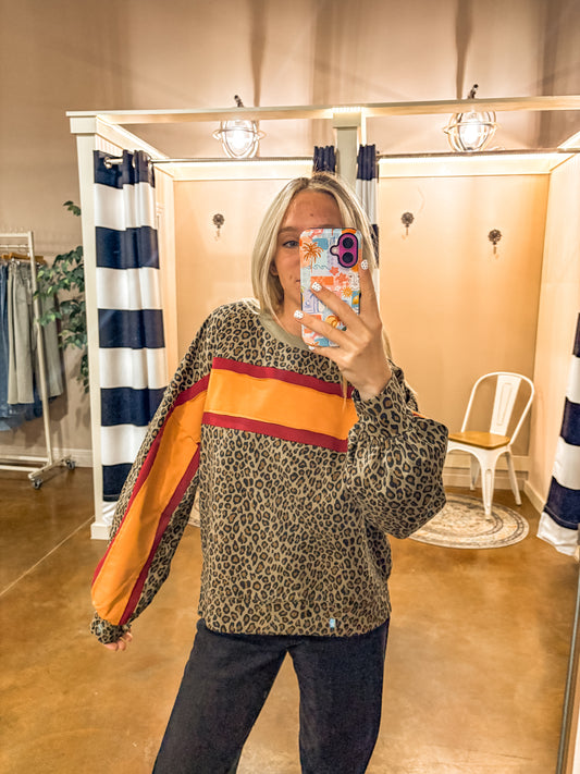 Sami Leopard Colorblock Crewneck
