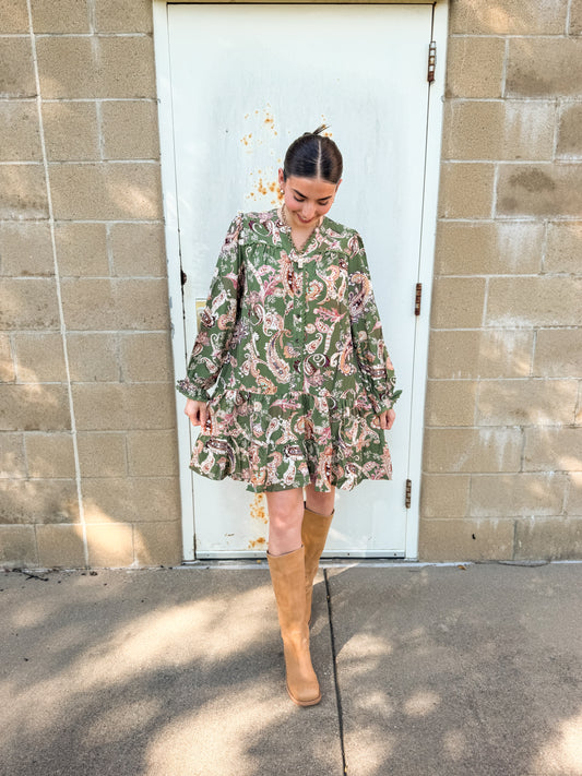 Paisley Print Tiered Dress