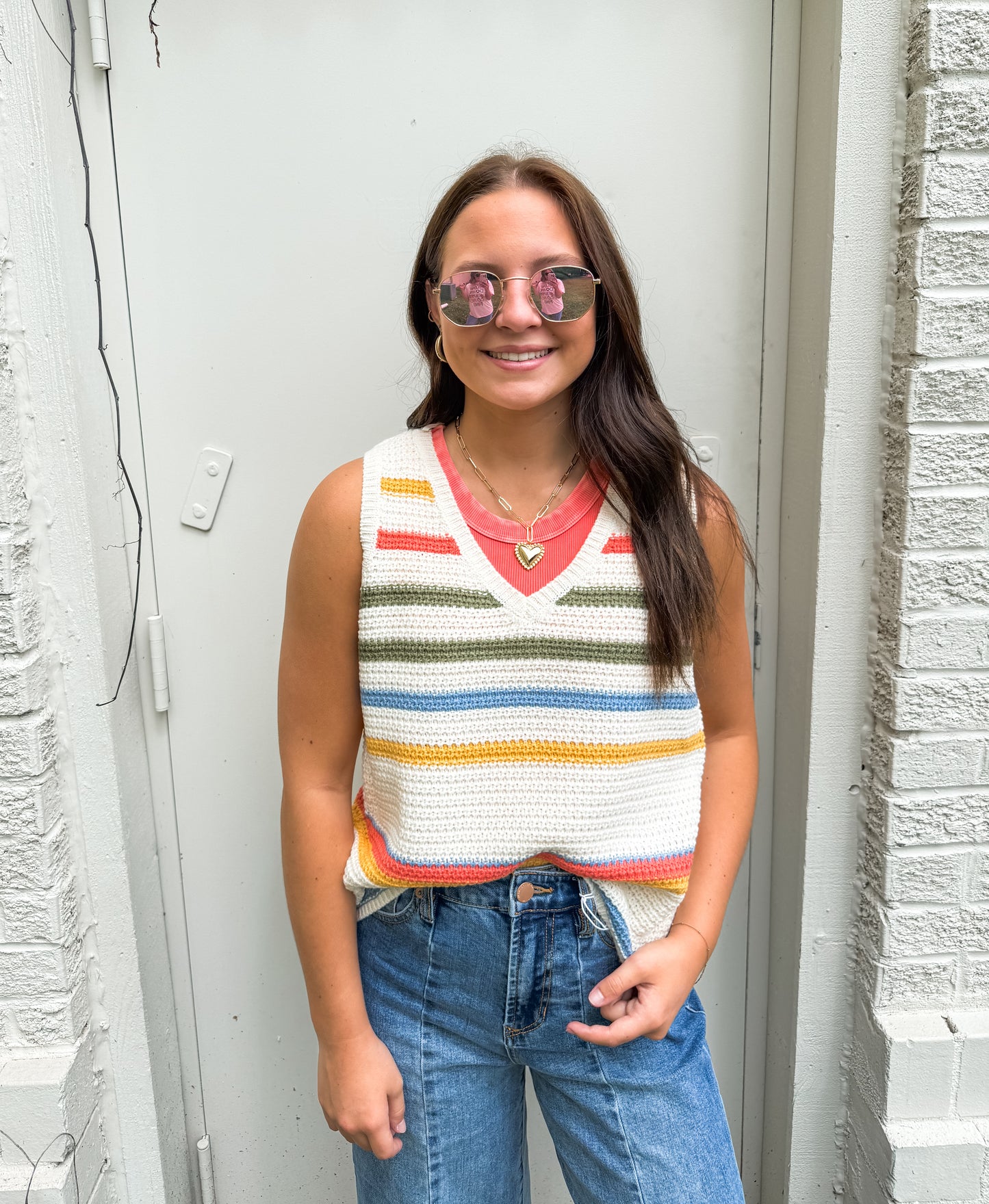 Cream Multi Stripe Sweater Tank (Wishlist)