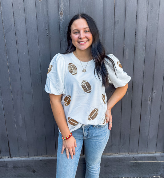 Tina Sequin Football Top
