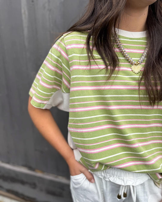 SS Sage Stripe Tee (Easel)