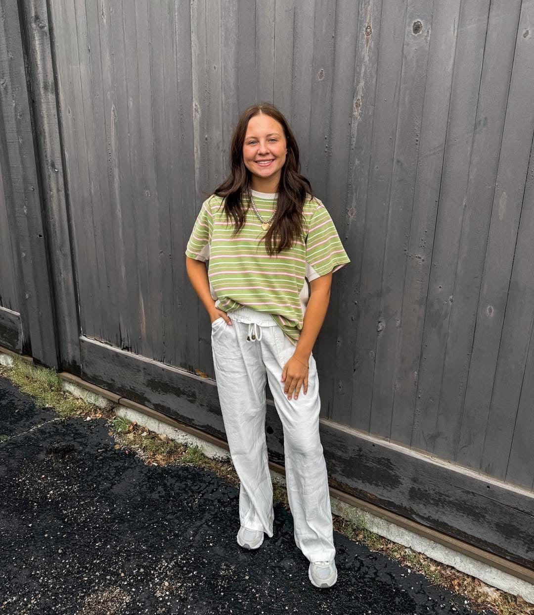 SS Sage Stripe Tee (Easel)
