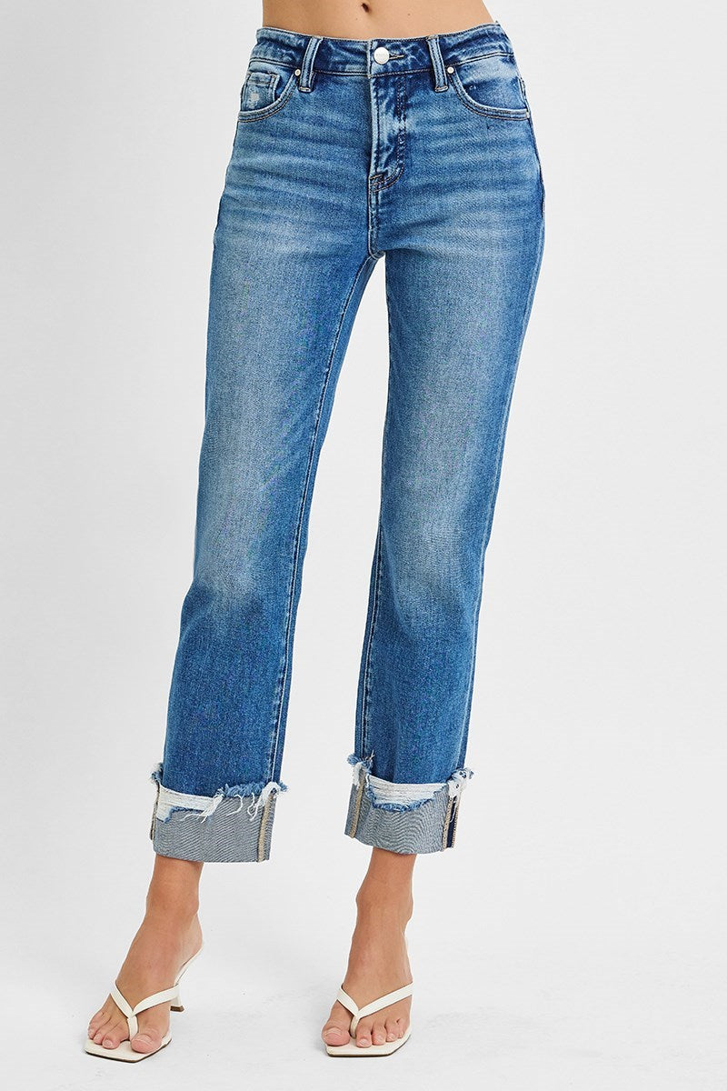 Light Tummy Control High-Rise Straight Cuffed Crop