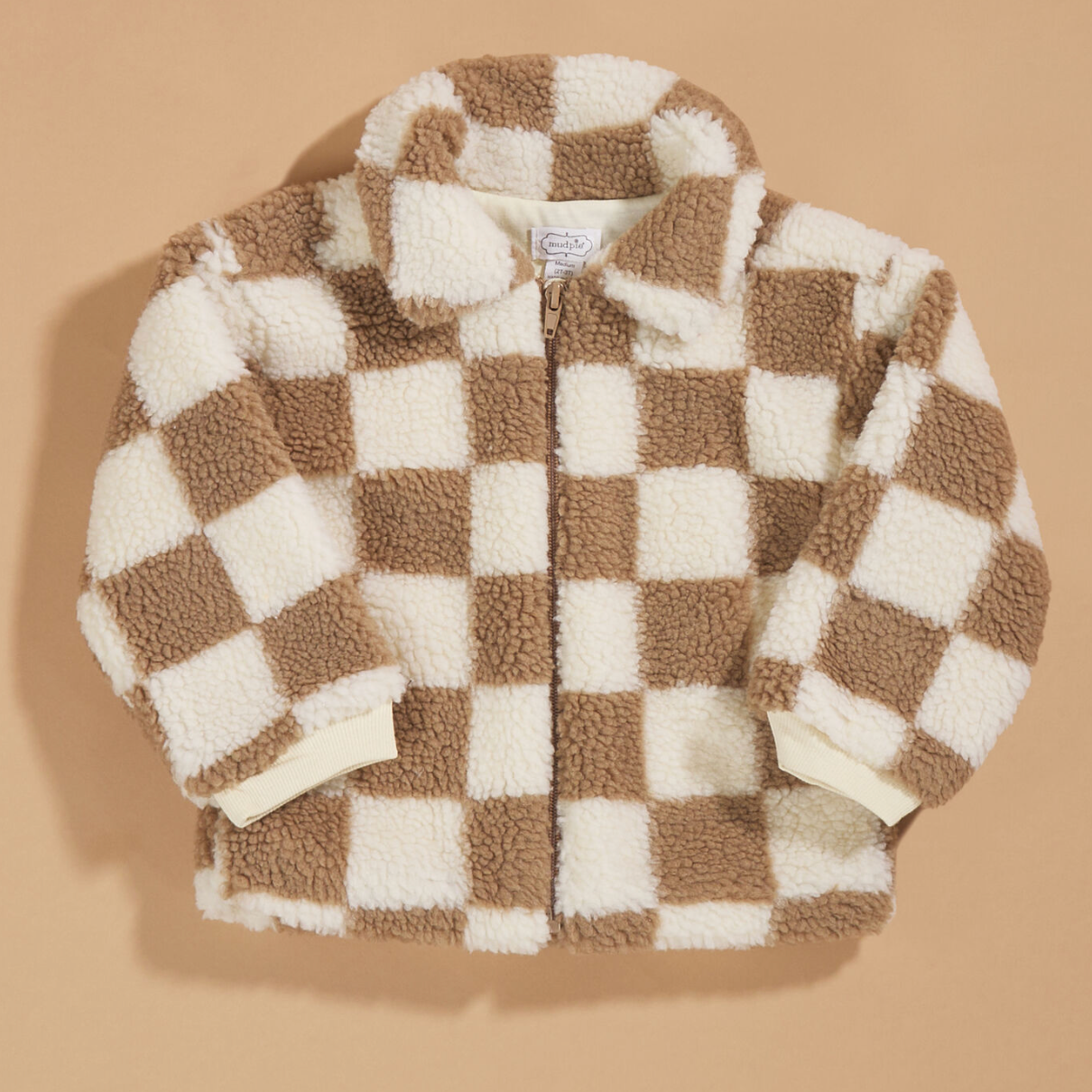 Tan Check Sherpa Jacket (Mud Pie)