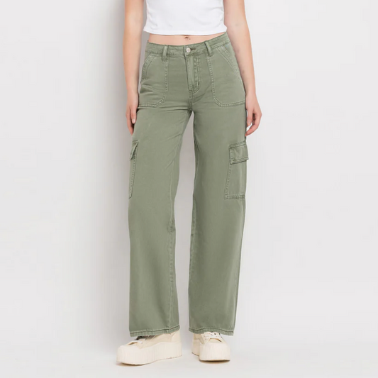 Olive Utility Cargo Wide Leg (Vervet)