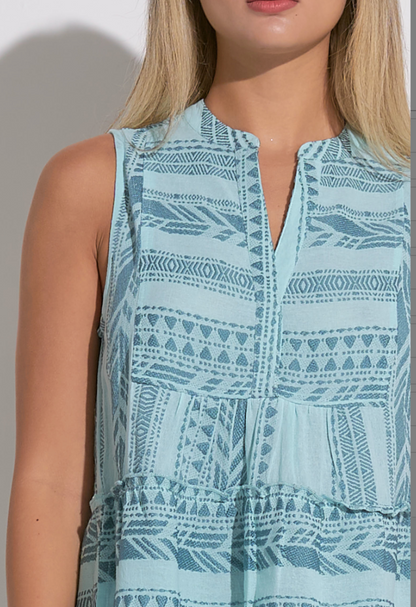 Blue Two Tone Sleeveless Dress (Elan)