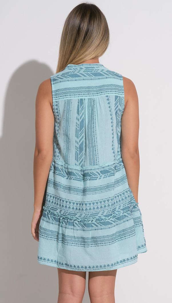 Blue Two Tone Sleeveless Dress (Elan)
