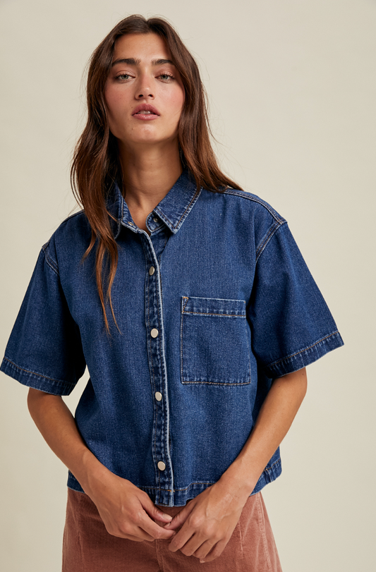 Boxy Denim Button-up