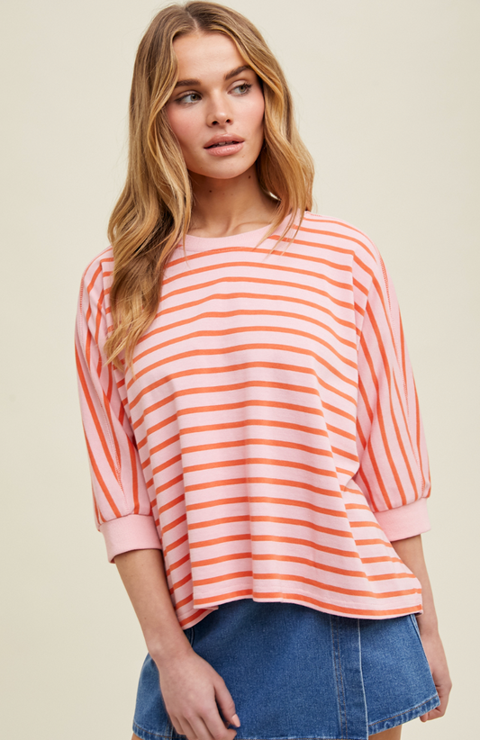 Pink/Coral Boxy Knit Top