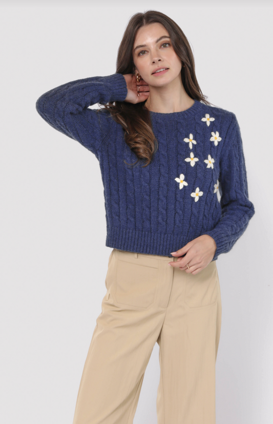 Lulu Embroidered Daisy Sweater