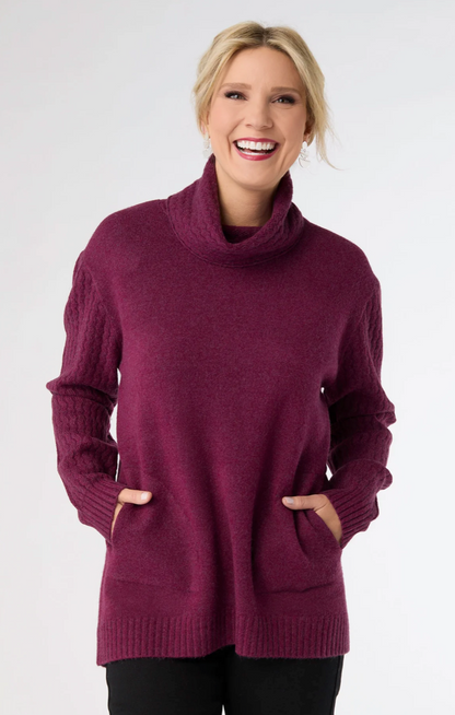 Boysenberry Heavenly-Luxe Cowl Neck Sweater