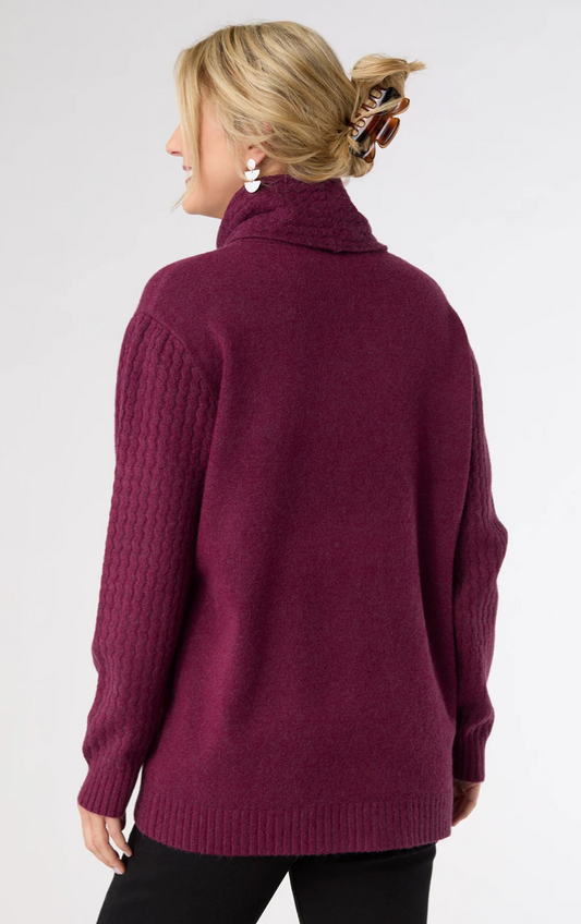 Boysenberry Heavenly-Luxe Cowl Neck Sweater